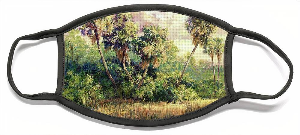 Laurie Hein Face Mask featuring the painting Everglades Sunrise #1 by Laurie Snow Hein