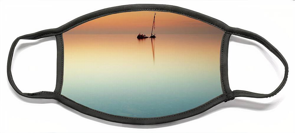 Shipwreck Face Mask featuring the photograph Flat calm shipwreck by Grant Glendinning