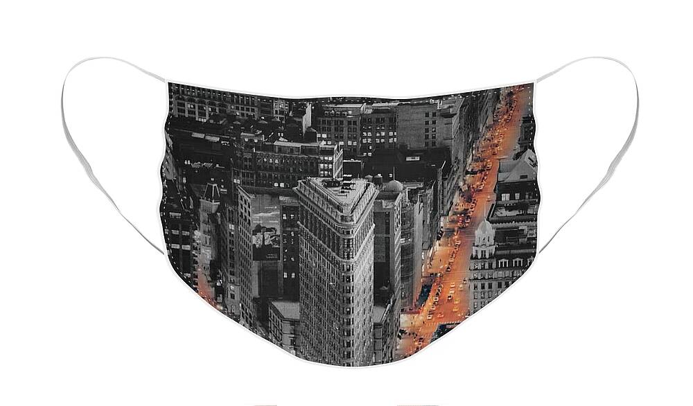Flatiron Face Mask featuring the photograph Flatiron Building at Night - New York City - Manhattan #1 by Marianna Mills