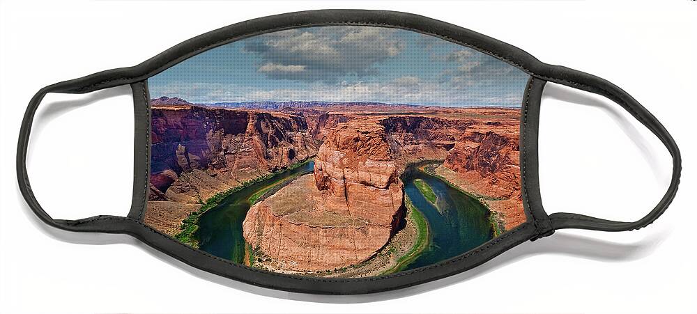 Arid Climate Face Mask featuring the photograph Horseshoe Bend on the Colorado River #1 by Jeff Goulden