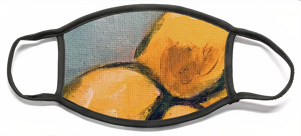 Lemon Face Mask featuring the painting Lemons from Heaven by Roxy Rich