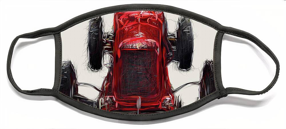 Maserati Face Mask featuring the digital art Maserati 8CM #1 by CarsToon Concept
