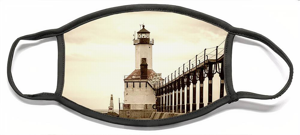 Michigan City Face Mask featuring the photograph Michigan City Lighthouse #2 by Timothy Johnson