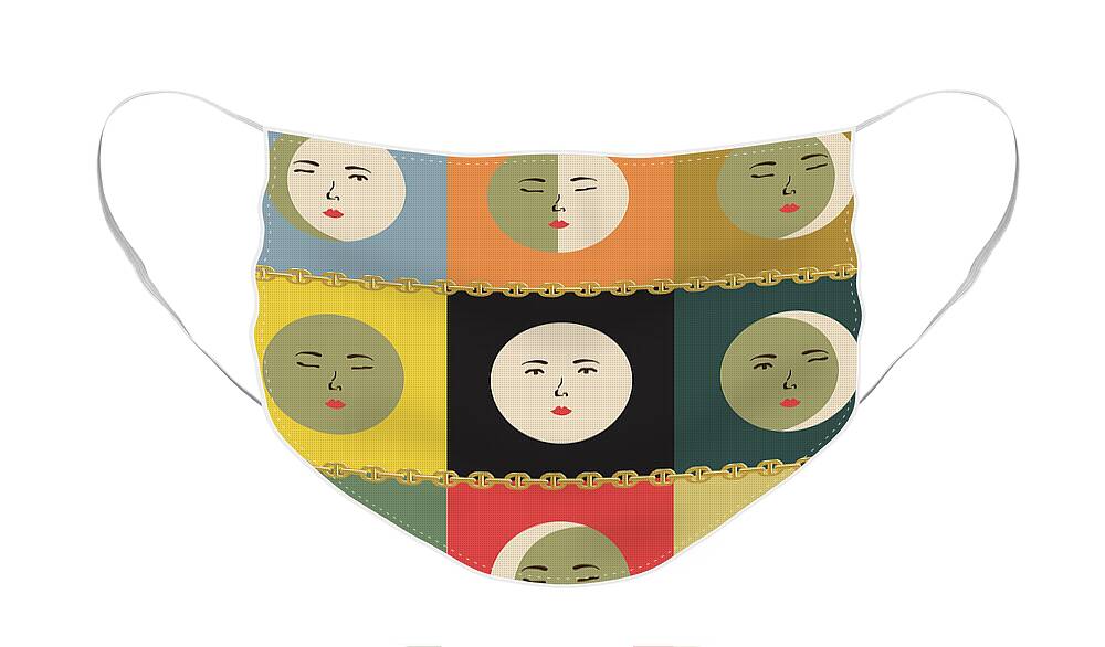  Face Mask featuring the digital art Moon Tarot Card by Grace Millar