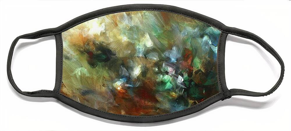 Abstract Face Mask featuring the painting Natures Veil #1 by Michael Lang