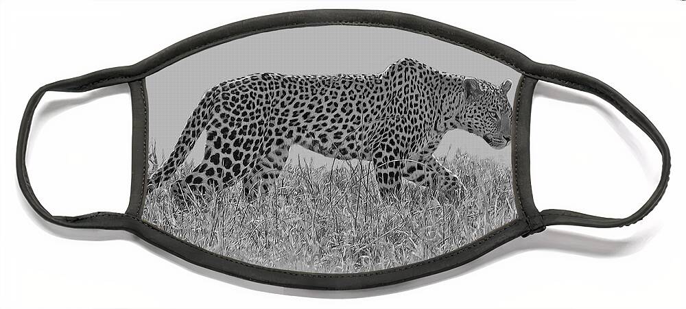Leopard Face Mask featuring the digital art Okavango Leopard #1 by Larry Linton