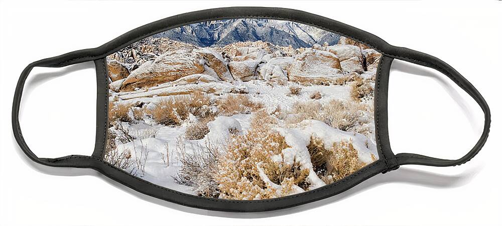 Dave Welling Face Mask featuring the photograph Panorama Winter Sunrise Alabama Hills Eastern Sierras by Dave Welling