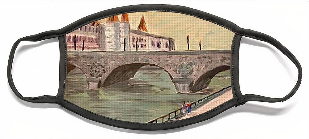  Face Mask featuring the painting Paris, Covid #1 by John Macarthur