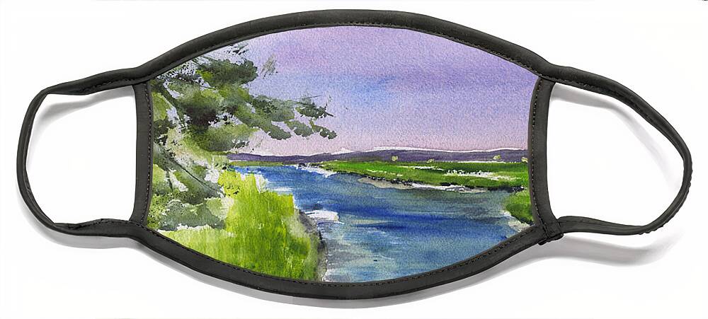 Pawleys Island Marsh Face Mask featuring the painting Pawleys Island Marsh #1 by Frank Bright