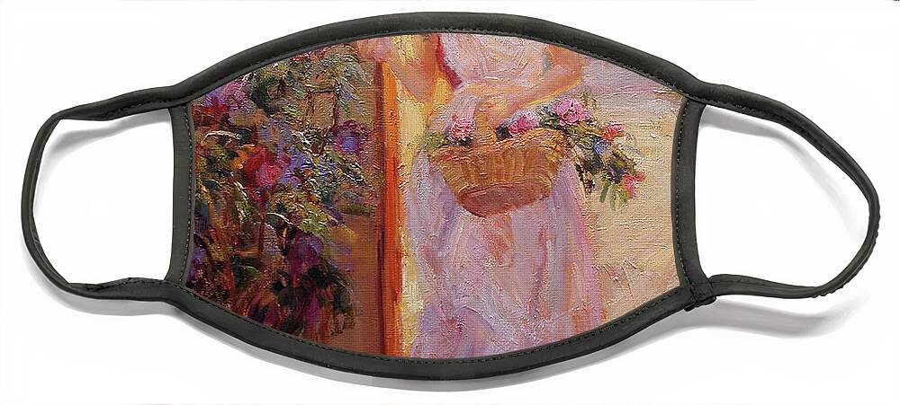 Roses Face Mask featuring the painting Pink Roses by Diane Leonard