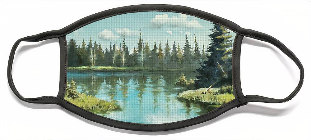 Utah Face Mask featuring the painting Potters Ponds #1 by Mike Worthen