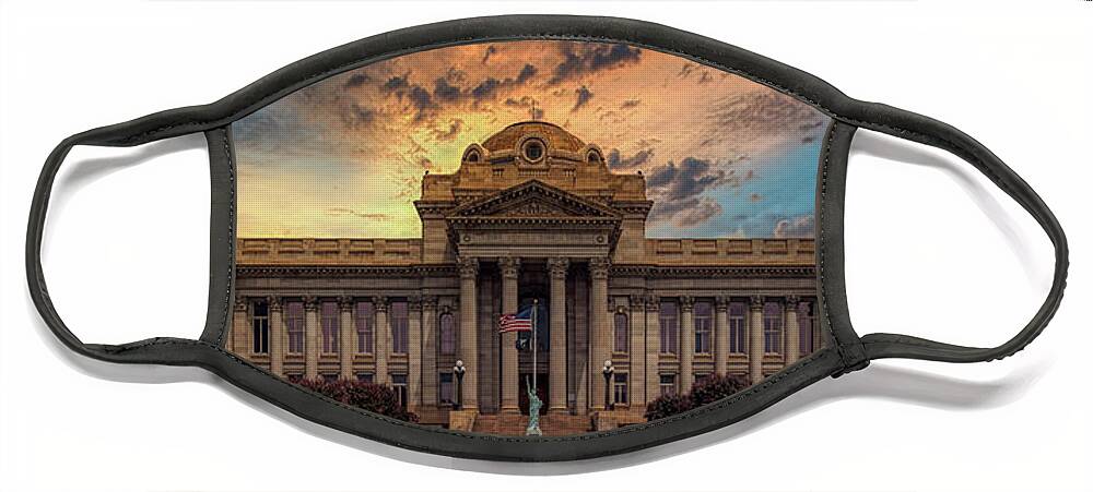 Pueblo County Courthouse Face Mask featuring the photograph Pueblo County Courthouse At Sunset #1 by Mountain Dreams