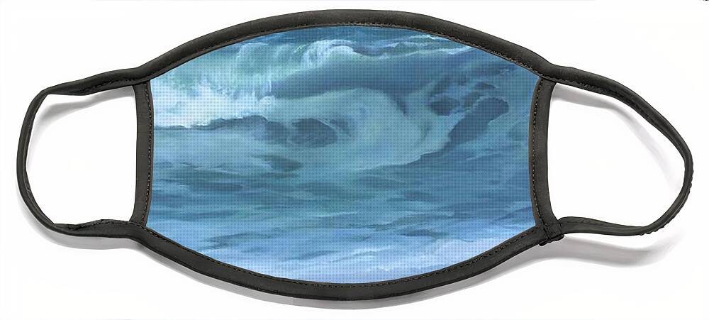 Ocean Face Mask featuring the painting Rolling Waves #1 by Judy Rixom