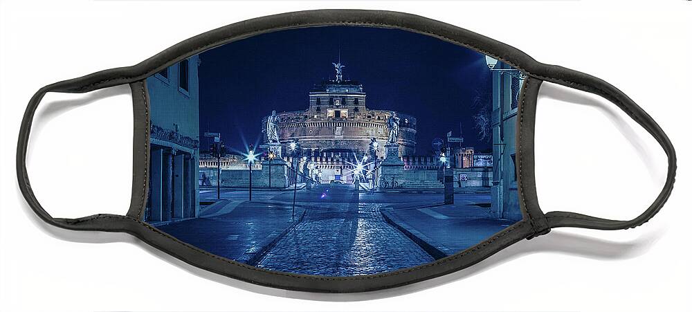 Archangel Face Mask featuring the photograph Rome and the Castel Sant'Angelo at night #1 by Benoit Bruchez