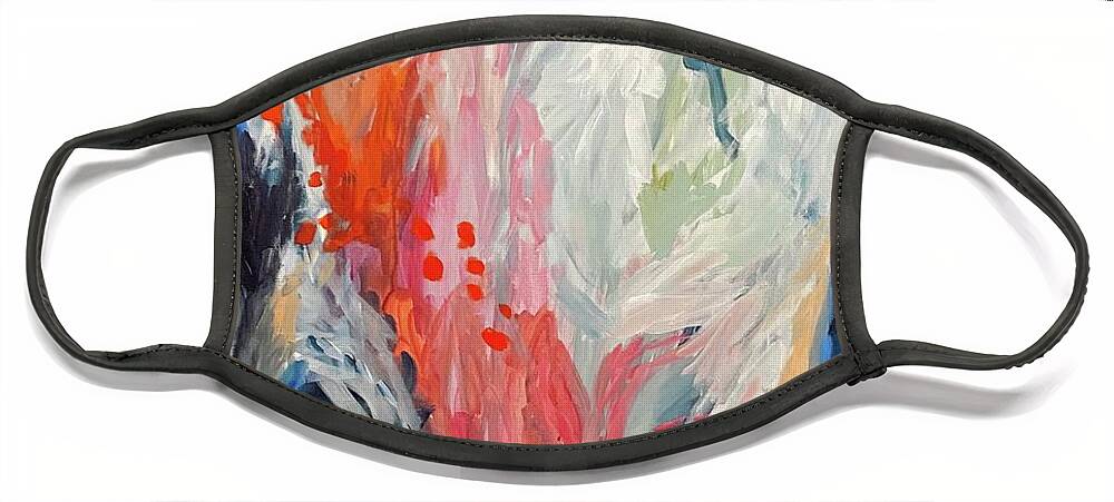 Abstract Blue Red Serene Abstract Universal Statement Living Room Face Mask featuring the painting Serenity #1 by Meredith Palmer