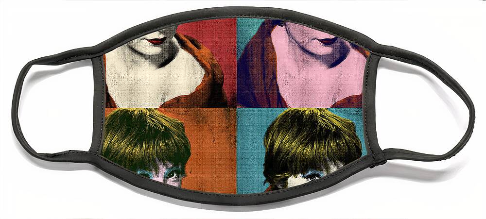 Shirley Maclaine Face Mask featuring the mixed media Shirley MacLaine pop art #1 by Movie World Posters