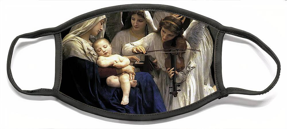 Song Of The Angels Face Mask featuring the mixed media Song of the Angels #1 by Bouguereau