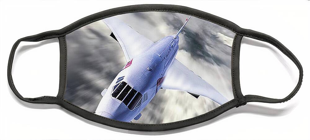 Concorde Face Mask featuring the digital art Speedbird Concorde #1 by Airpower Art