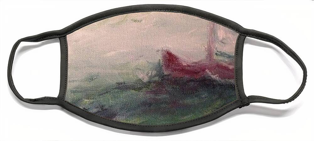 Impressionism Face Mask featuring the painting Stormy Sailboat #1 by Roxy Rich