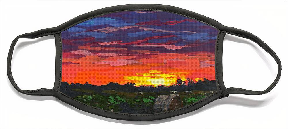 Houston Face Mask featuring the painting Sunset Soliloquy #1 by Allison Fox