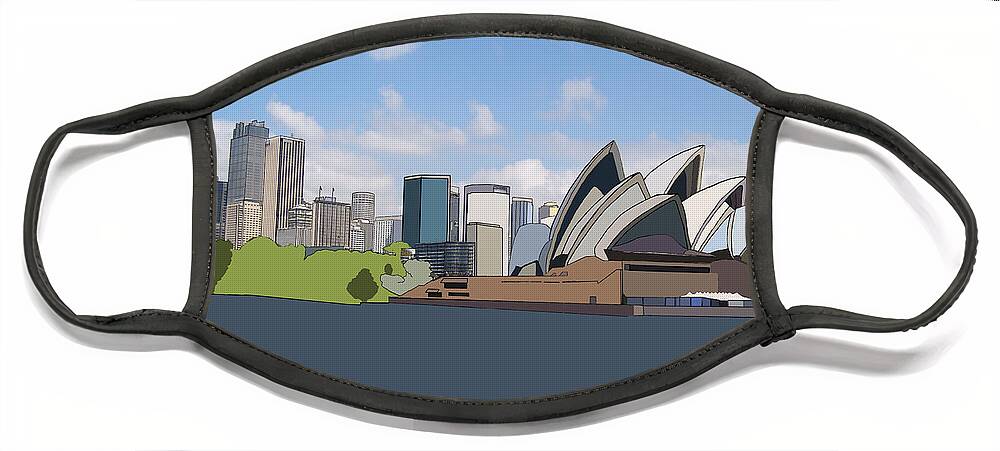 Sydney Face Mask featuring the digital art Sydney Opera House by John Mckenzie