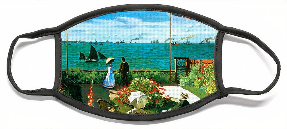 Claude Monet Face Mask featuring the painting Terrace at Sainte Adresse #1 by Claude Monet