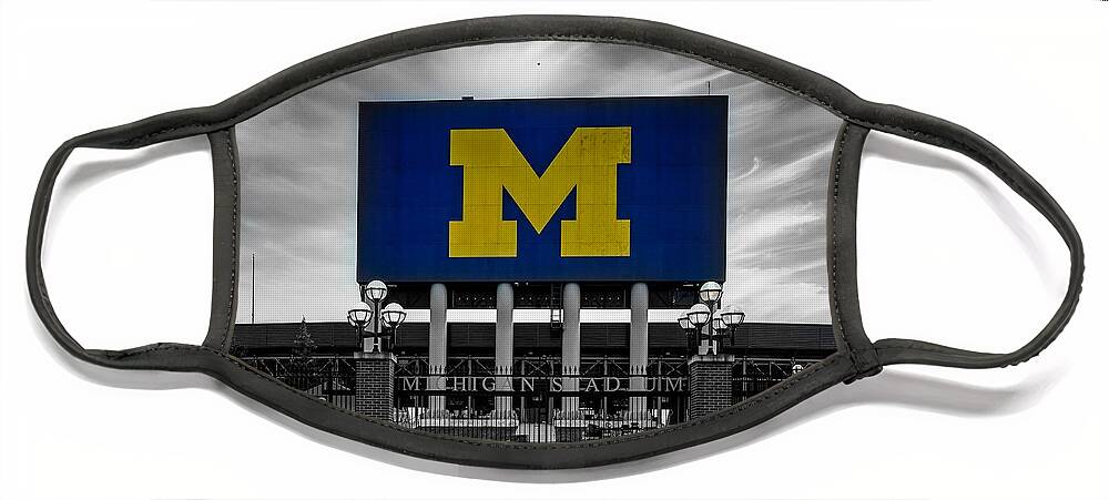 Michigan Stadium Face Mask featuring the photograph The Big House - Home of the Michigan Wolverines #1 by Mountain Dreams