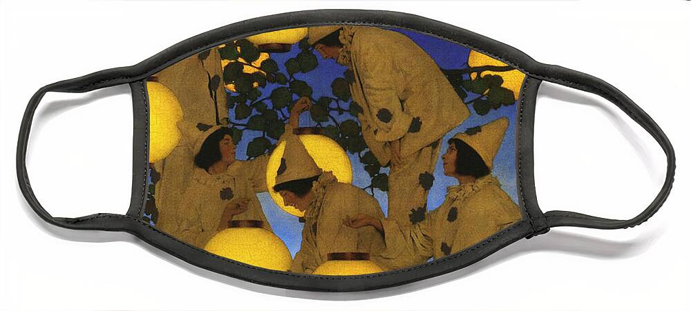 The Lantern Bearers 1908 Face Mask featuring the painting The Lantern Bearers 1908 by Maxfield Parrish