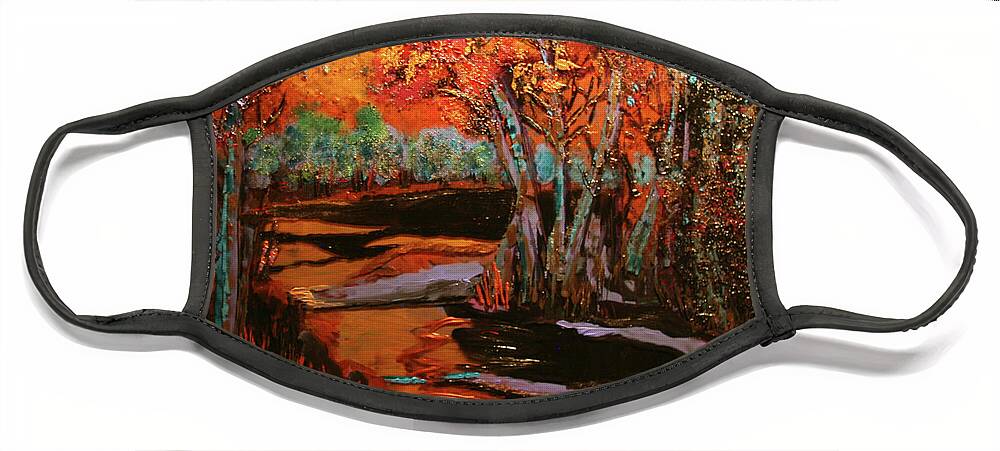 Trees Face Mask featuring the painting THe Magic Hour by Marilyn Quigley
