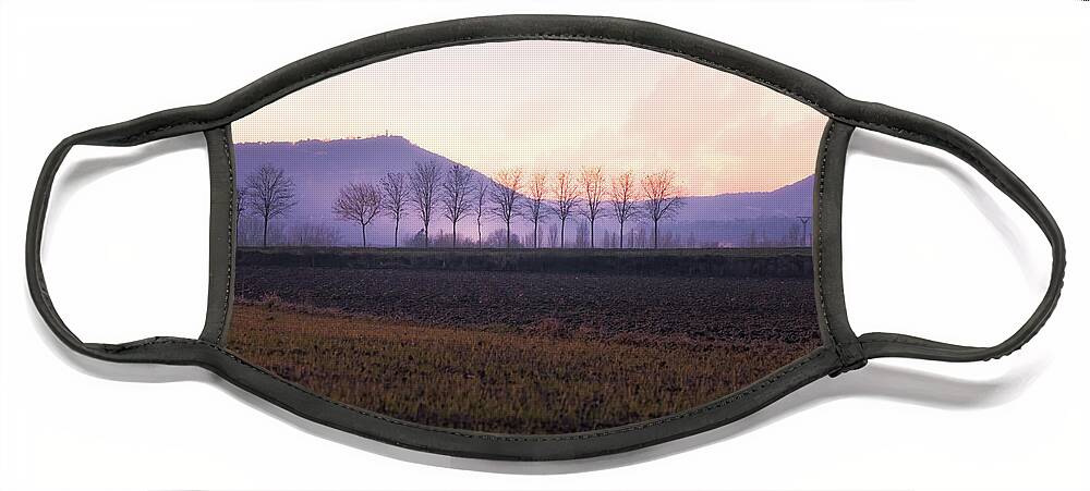 Agriculture Face Mask featuring the photograph The mist settles in the valley after sunset by Jordi Carrio Jamila