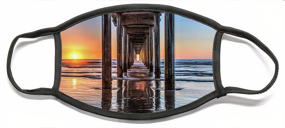 Beach Face Mask featuring the photograph Under Scripps Pier at Sunset by David Levin