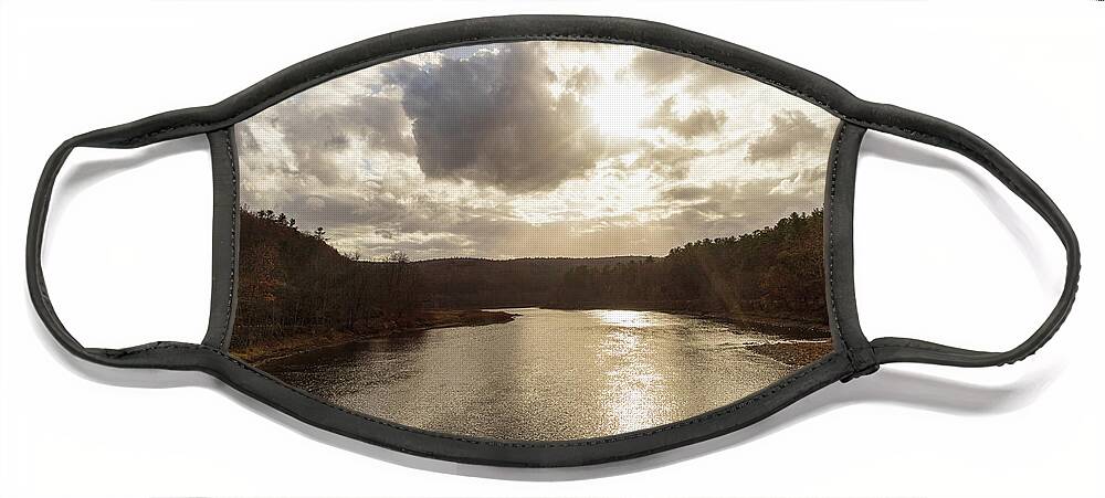 Lake Face Mask featuring the photograph Upper Delaware River Pond Eddy NY #1 by Amelia Pearn