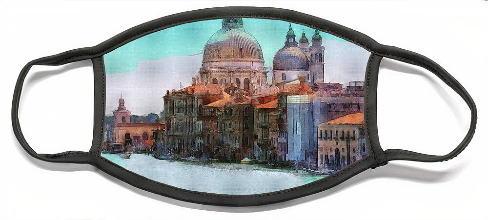 Venice Face Mask featuring the digital art Venice Grand Canal #1 by Jerzy Czyz