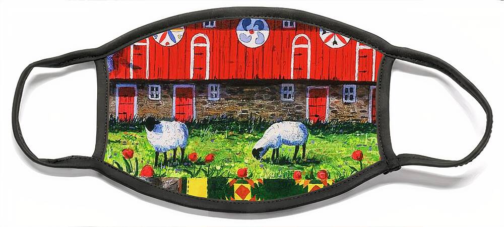 Pennsylvania Barn Face Mask featuring the painting Welcome #1 by Diane Phalen