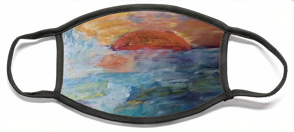 Whale Face Mask featuring the painting Whale at Sunset by Suzanne Berthier