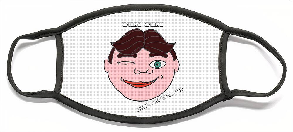 Asbury Park Face Mask featuring the drawing Winky Winky by Patricia Arroyo