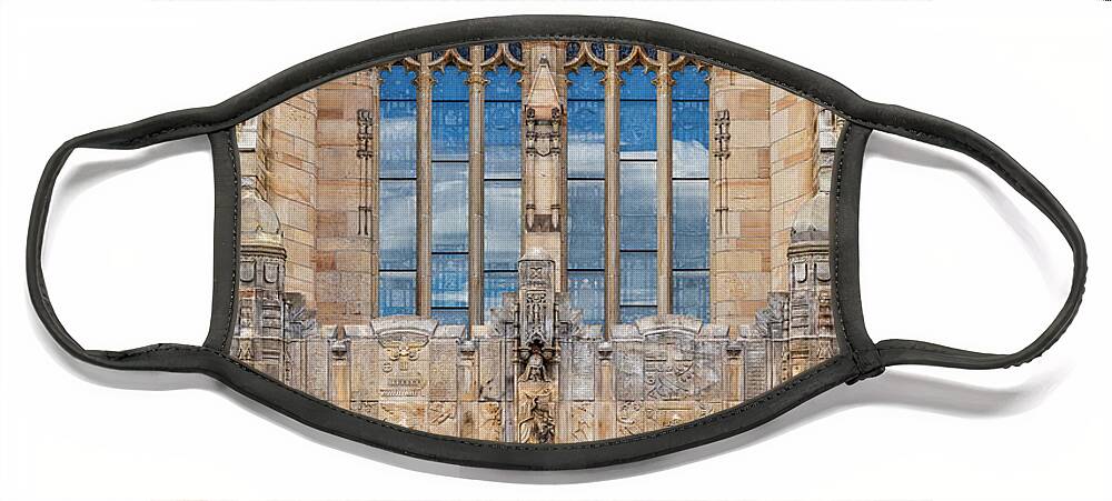 Yale Face Mask featuring the photograph Yale University Sterling Library II by Susan Candelario