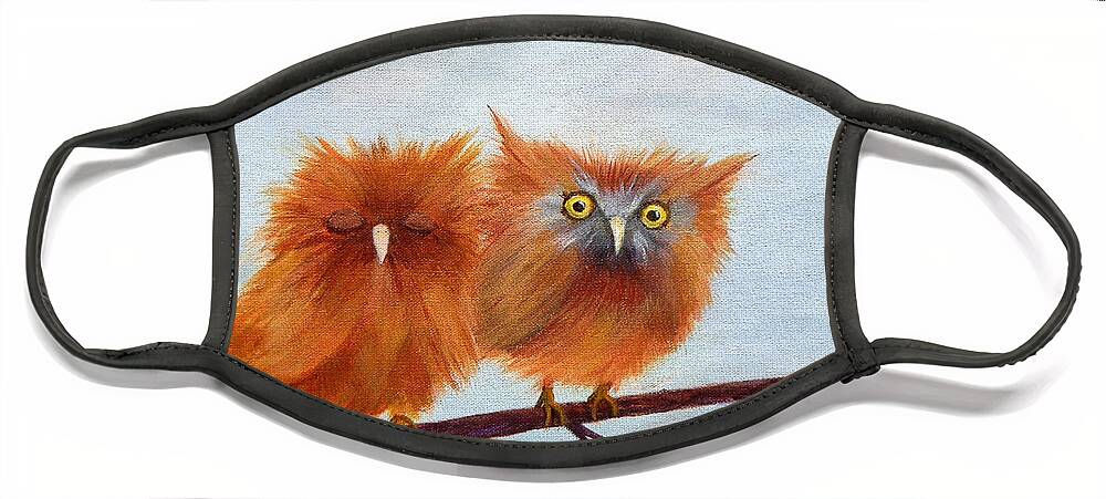 Baby Owls Face Mask featuring the painting ZzzzWhat? by Deborah Naves