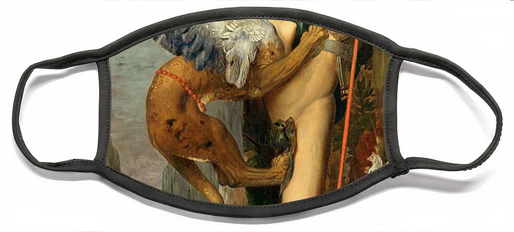 Gustave Moreau Face Mask featuring the painting Oedipus and the Sphinx #10 by Gustave Moreau