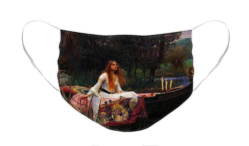 The Lady Of Shalott Face Mask featuring the painting The Lady of Shalott by John William Waterhouse