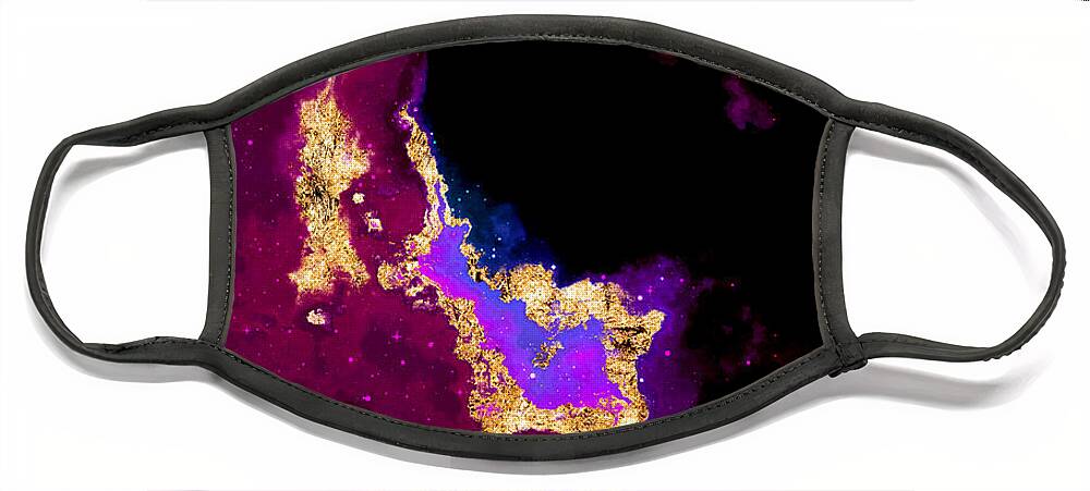 Holyrockarts Face Mask featuring the mixed media 100 Starry Nebulas in Space Abstract Digital Painting 018 by Holy Rock Design