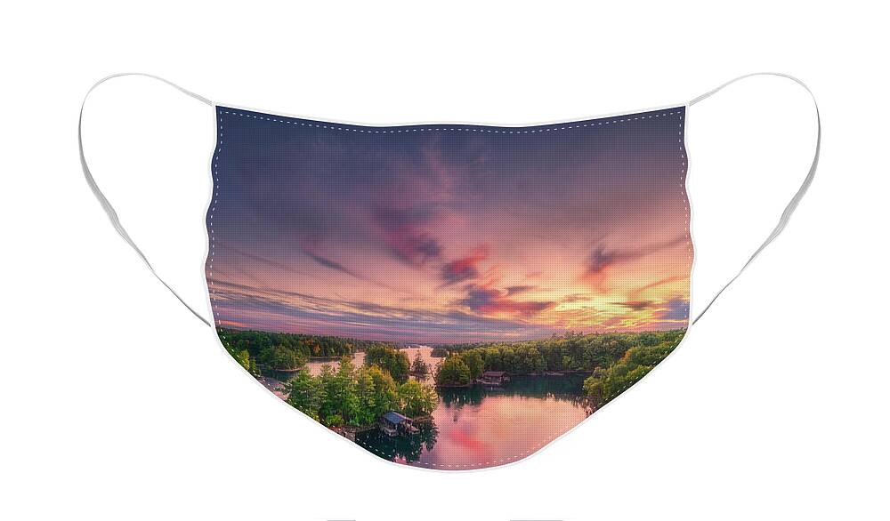 Sunset Face Mask featuring the photograph 1000 Islands Sunset by Henry w Liu
