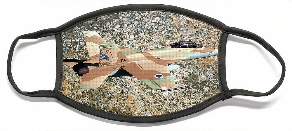 Super Hornet Face Mask featuring the digital art 12. F/A-18FI Israeli Super Hornet by Custom Aviation Art
