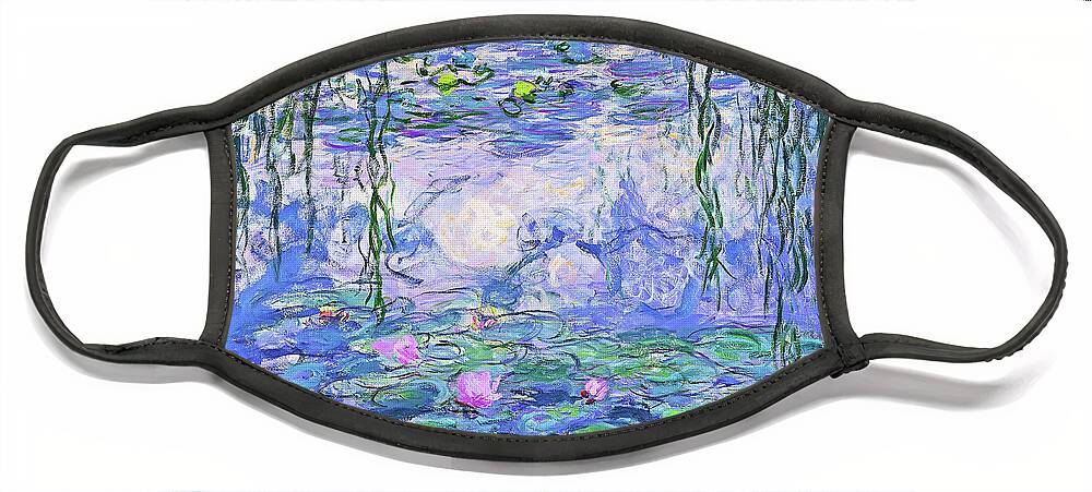 Claude Monet Face Mask featuring the painting Water Lilies #127 by Claude Monet