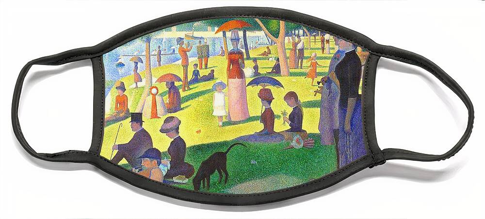 Georges Seurat Face Mask featuring the painting A Sunday On La Grande Jatte #4 by Georges Seurat