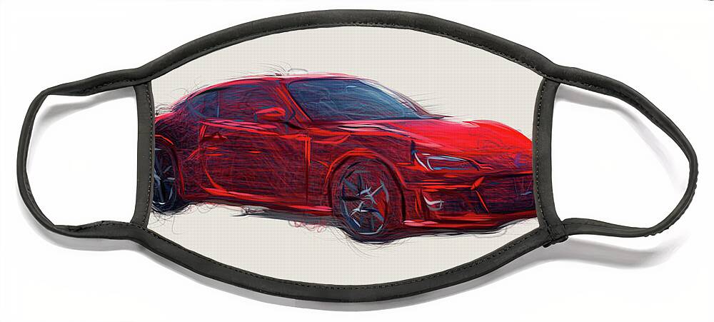 Subaru Face Mask featuring the digital art Subaru BRZ Car Drawing #16 by CarsToon Concept