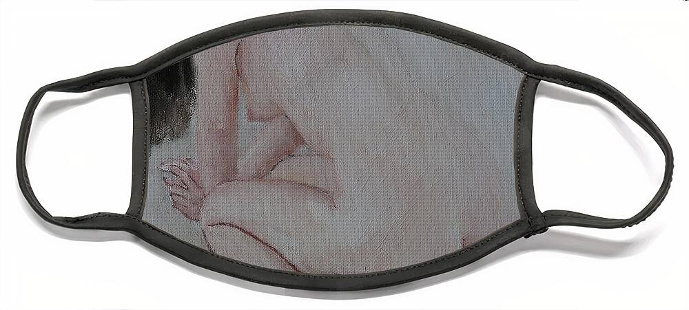 Nude Face Mask featuring the painting Nude Study #176 by Masami IIDA