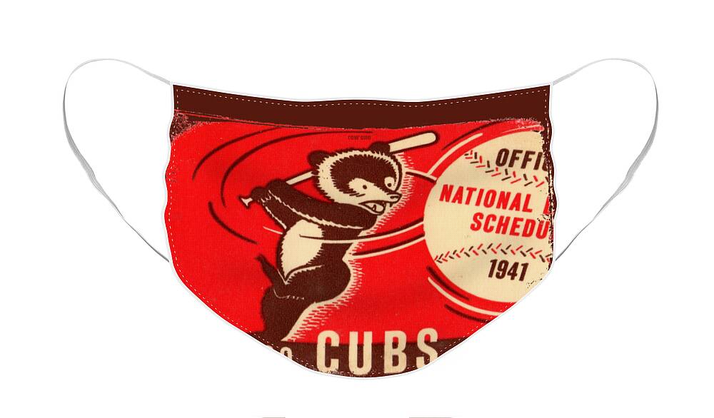 Chicago Face Mask featuring the drawing 1941 Chicago Cubs Schedule Art by Row One Brand