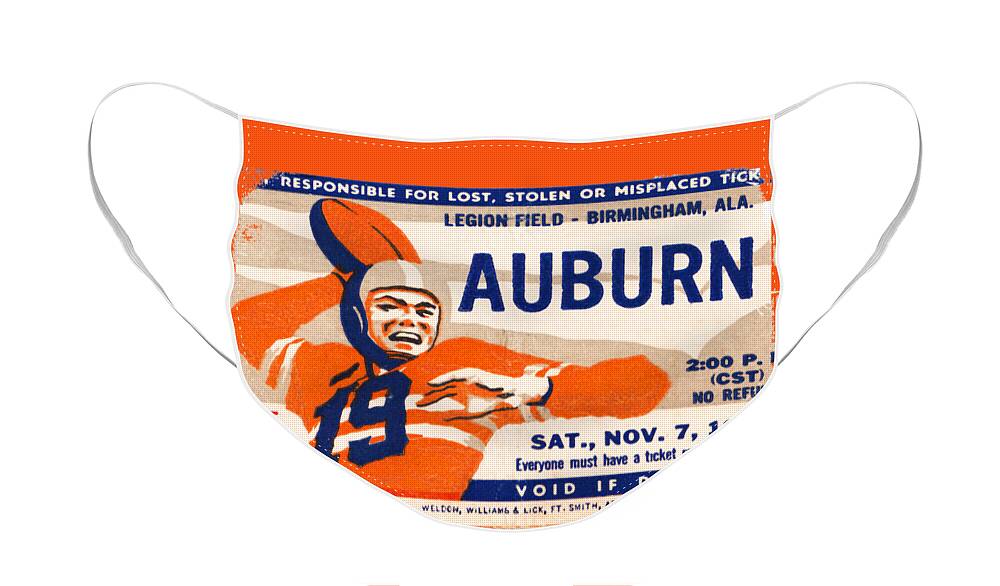 Auburn Face Mask featuring the photograph 1959 Auburn vs. Mississippi by Row One Brand