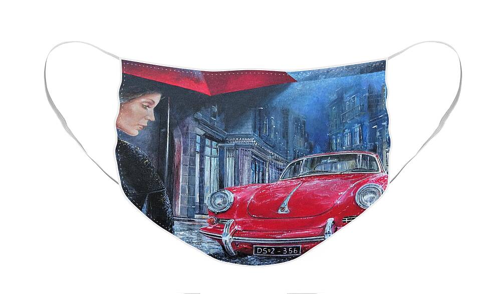 Porsche 356 Face Mask featuring the painting 1964 Porsche 356 coupe by Sinisa Saratlic